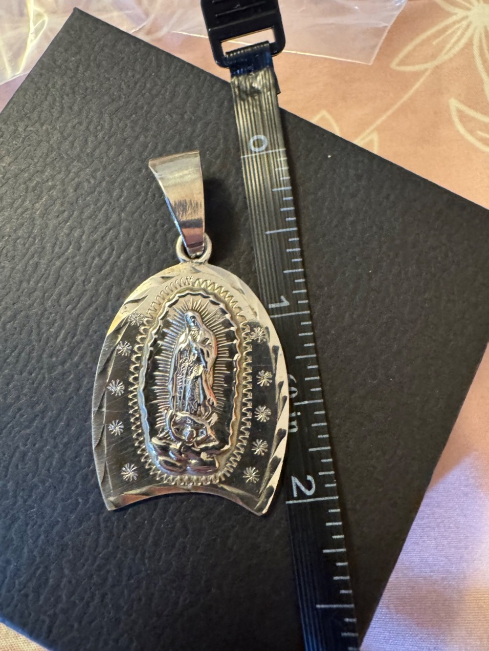 Our Lady of Guadalupe Horseshoe Pendant Sterling Silver Large - Picture 3 of 6